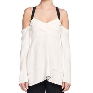 Proenza Schouler White Peek-a-boo Shoulder Crepe Blouse